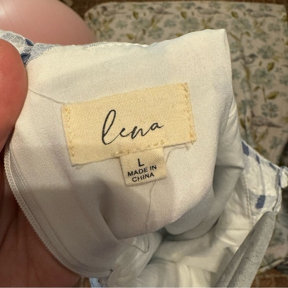 Lena blue gingham collared twee grand millennial style mini dress L - Picture 9 of 9